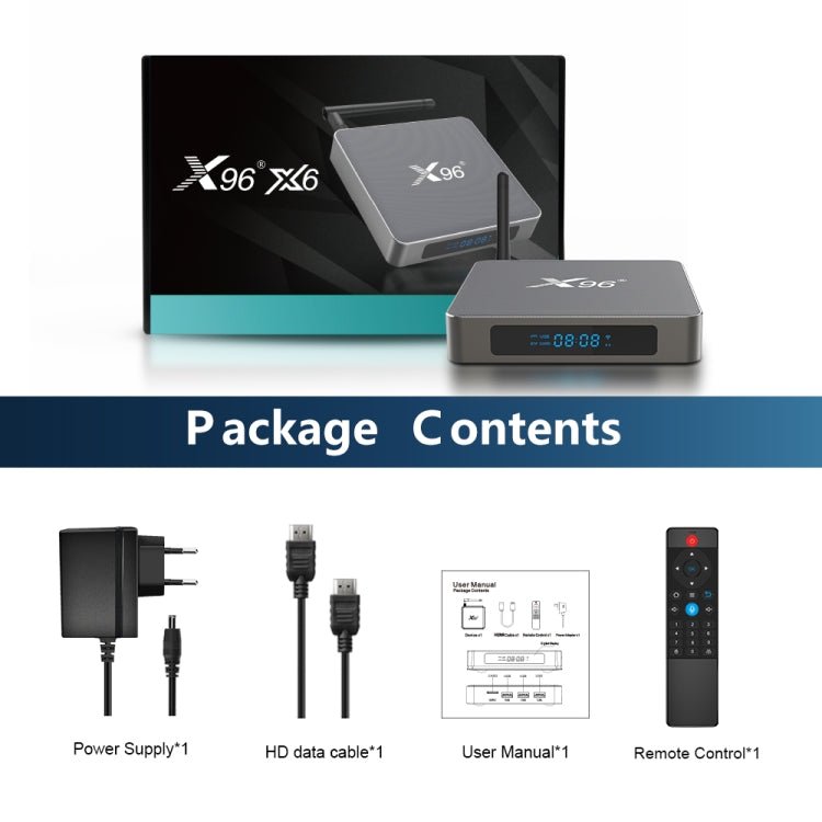 X96 X6 8K Smart TV BOX Android 11.0 Media Player, RK3566 Quad Core ARM Cortex A55, RAM: 8GB, ROM: 128GB, Plug Type:UK Plug - Eurekaonline