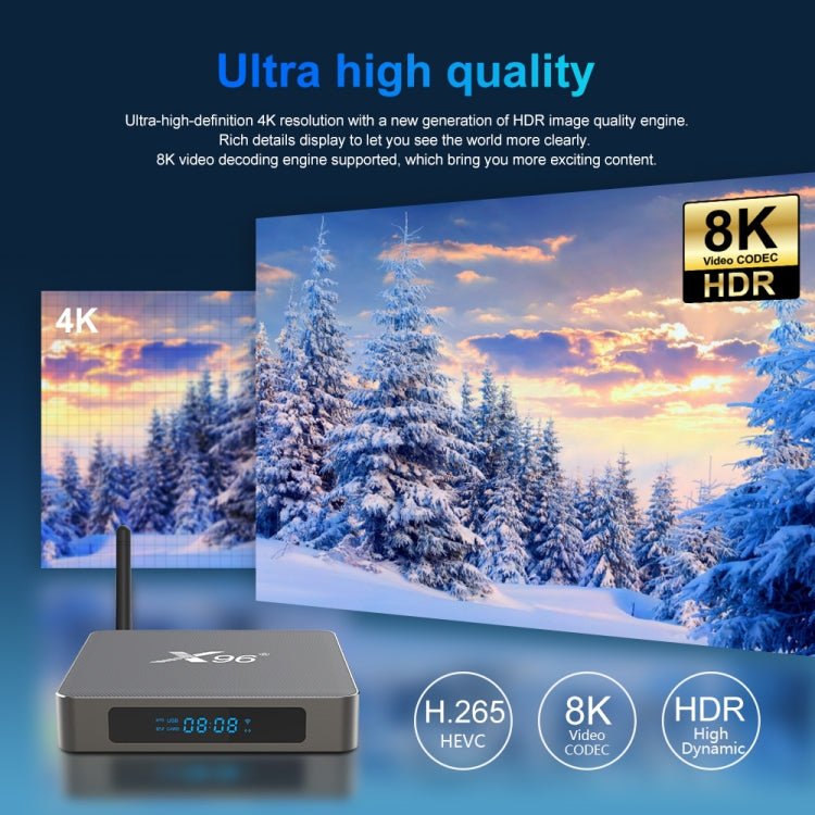 X96 X6 8K Smart TV BOX Android 11.0 Media Player, RK3566 Quad Core ARM Cortex A55, RAM: 8GB, ROM: 128GB, Plug Type:US Plug - Eurekaonline