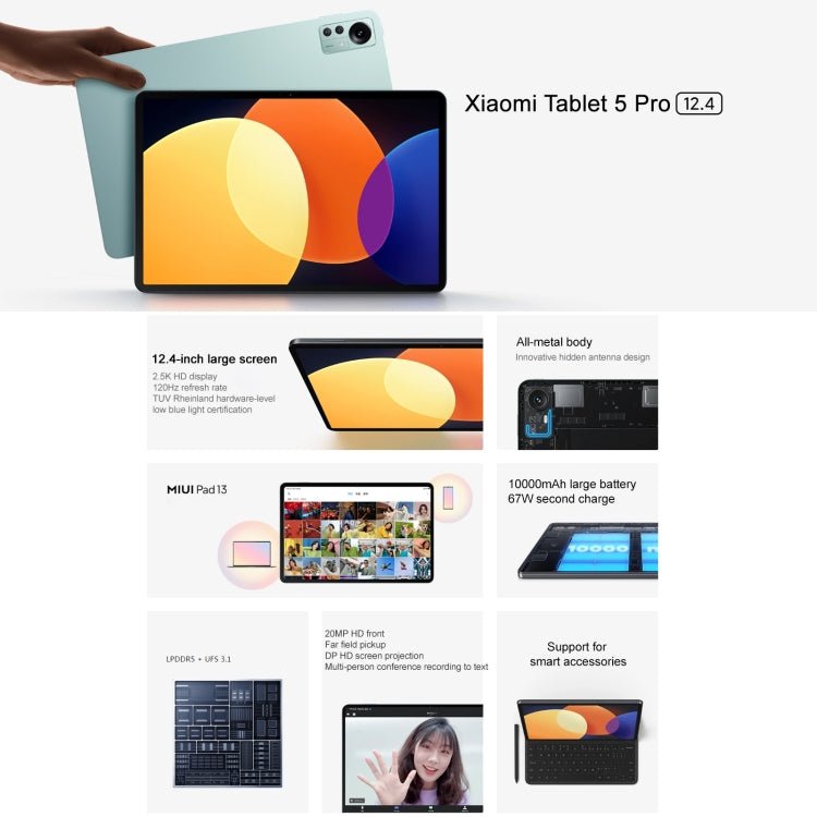 Chinese ROM Xiaomi Mi Pad 5 Pro 12.4'' 2.5K 120Hz Display Snapdragon 870  Tablets 10000mAh