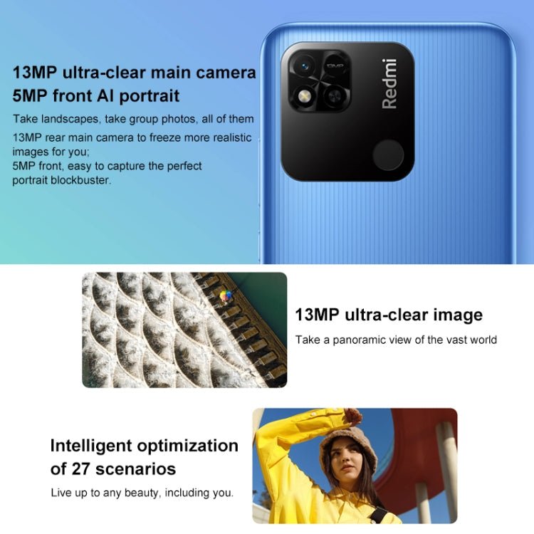 Xiaomi Redmi 10A, 4GB+64GB, 5000mAh Battery, Face Identification, 6.53 inch MIUI 12.5 MTK Helio G25 Octa Core up to 2.0GHz, Network: 4G, Dual SIM, Support Google Play(Blue) - Eurekaonline