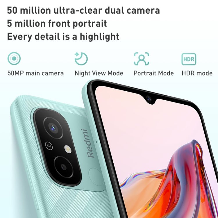 Xiaomi Redmi 12C, 50MP Camera, 4GB+128GB, 5000mAh Battery, Face ID & Fingerprint Identification, 6.71 inch MIUI 13 MediaTek Helio G85 Octa Core up to 2.0GHz, Network: 4G, Dual SIM, Not Support Google Play(Mint Green) - Eurekaonline