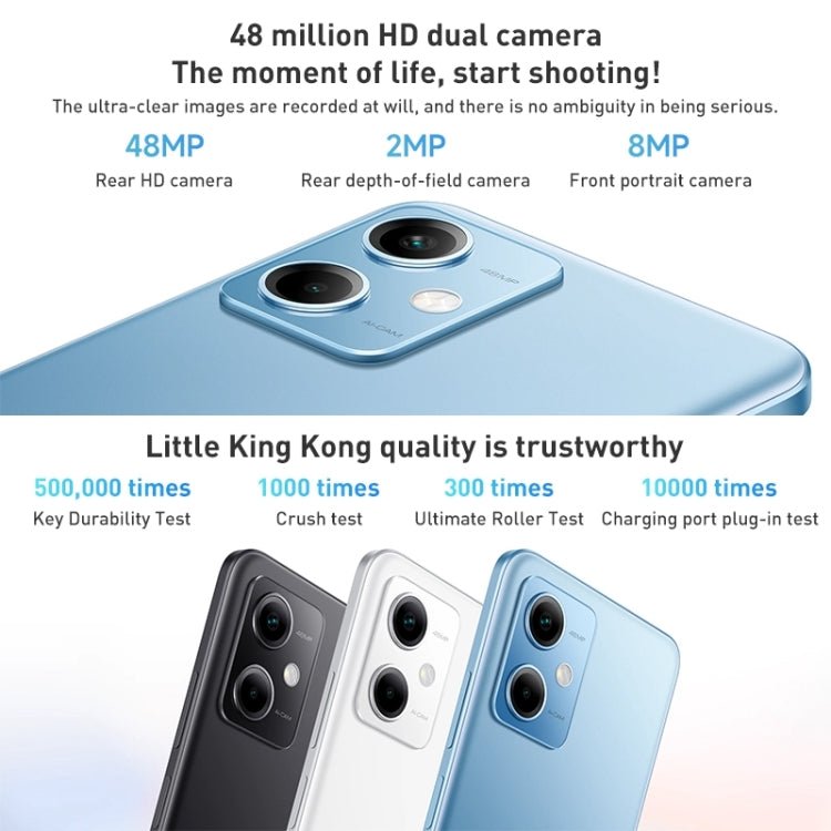 Xiaomi Redmi Note 12 5G, 48MP Camera, 6GB+128GB, Dual Back Cameras, 5000mAh Battery, Side Fingerprint Identification, 6.67 inch MIUI 13 Qualcomm Snapdragon 4 Gen1 Octa Core up to 2.0GHz, Network: 5G, Dual SIM, IR, Not Support Google Play(White) - Eurekaonline