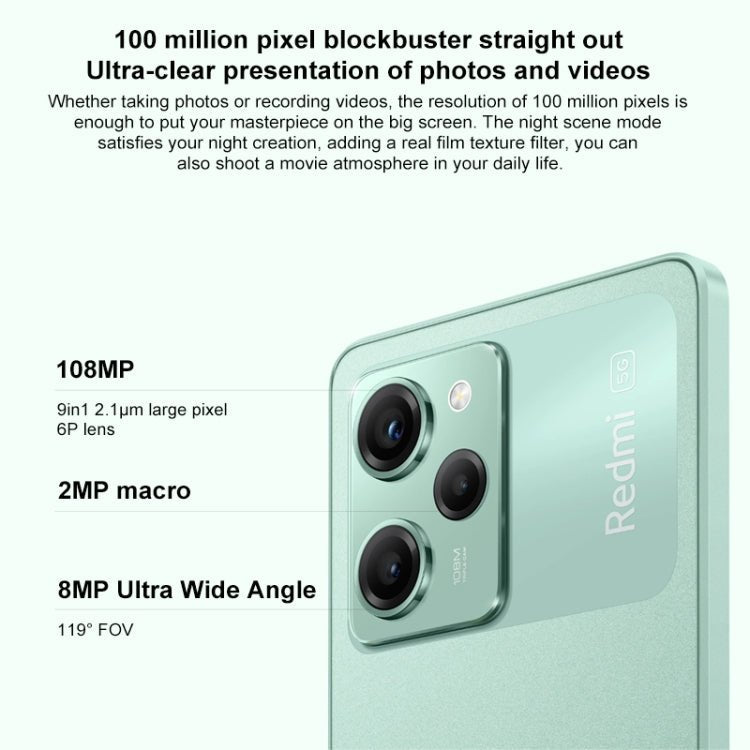 Xiaomi Redmi Note 12 Pro Speed 5G, 108MP Camera, 8GB+256GB, Triple Back Cameras, 5000mAh Battery, 6.67 inch MIUI 14 Snapdragon 778G Octa Core up to 2.4GHz, Network: 5G, Dual SIM, NFC, IR (Green) - Eurekaonline