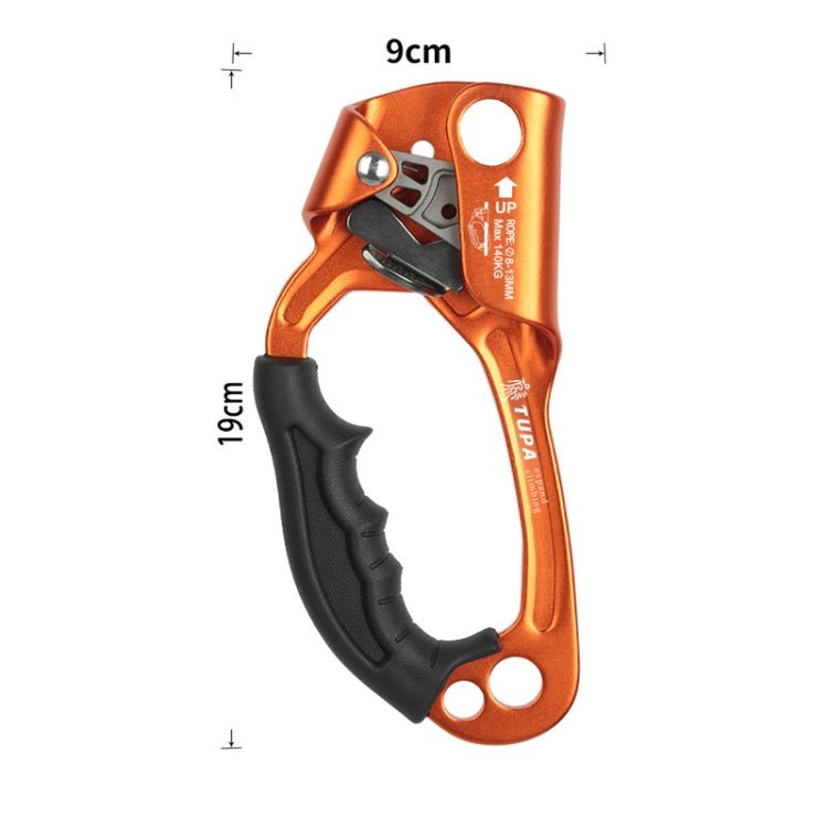 XINDA TP-8606 Outdoor Rock Climbing Aerial Work Anti-fall Handheld Rope Gripper for 8-12mm Diameter Rope left(Orange) - Eurekaonline