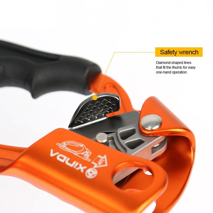 XINDA TP-8606 Outdoor Rock Climbing Aerial Work Anti-fall Handheld Rope Gripper for 8-12mm Diameter Rope Right(Orange) - Eurekaonline