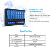 XTAR 8-Slot Battery Charger LCD Display Charger QC3.0 Type C Fast Charger for 21700 / 18650 Battery, Model: VC8 - Eurekaonline