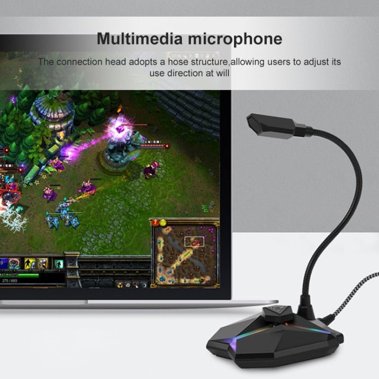 Yanmai G35 Adjustable Angle Omnidirectional Capacitive Gaming Microphone with RGB Colorful Lighting & Pluggable USB Cable, Cable Length: 1.35m - Eurekaonline