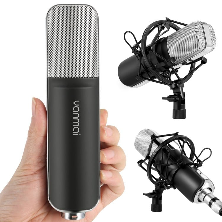 Yanmai Q8 Professional Game Condenser Sound Recording Microphone with Holder, Compatible with PC and Mac for Live Broadcast Show, KTV, etc.(Black) - Eurekaonline