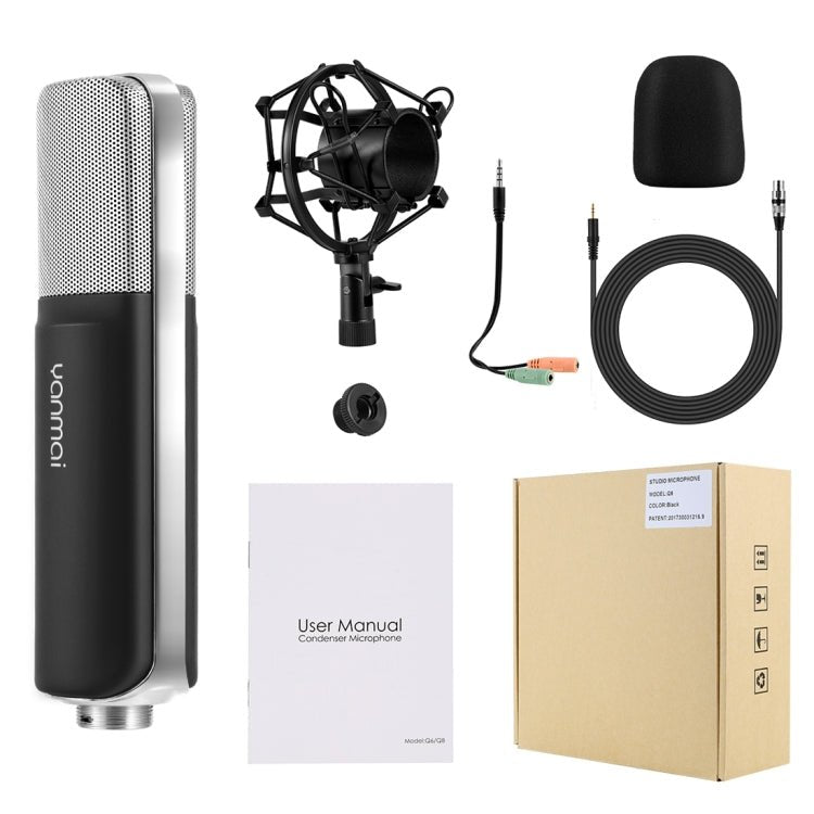 Yanmai Q8 Professional Game Condenser Sound Recording Microphone with Holder, Compatible with PC and Mac for Live Broadcast Show, KTV, etc.(Black) - Eurekaonline