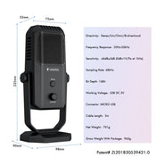 Yanmai SF-900 Multi-function Four Directivity Studio Recording Condenser Microphone with Desktop Stand(Black) - Eurekaonline