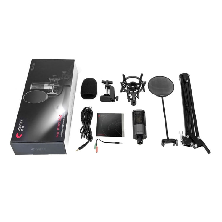 Yanmai X2 Active Noise Reduction Cardioid Pointing Capacitive Recording Microphone Set with Blowout Net & Cantilever Bracket & 1.7m 3.5mm Interface Cable - Eurekaonline