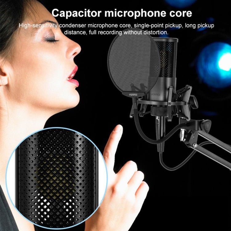Yanmai X2 Active Noise Reduction Cardioid Pointing Capacitive Recording Microphone Set with Blowout Net & Cantilever Bracket & 1.7m 3.5mm Interface Cable - Eurekaonline