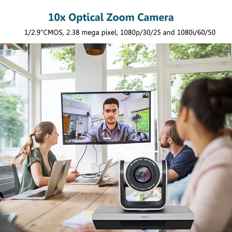 YANS YS-H210U USB HD 1080P 10X Zoom Lens Video Conference Camera with Remote Control, US Plug(Grey) - Eurekaonline