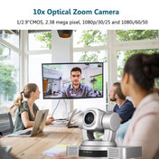 YANS YS-H810DSY 1080P HD 10X Zoom Lens Video Conference Camera with Remote Control, US Plug (Silver) - Eurekaonline