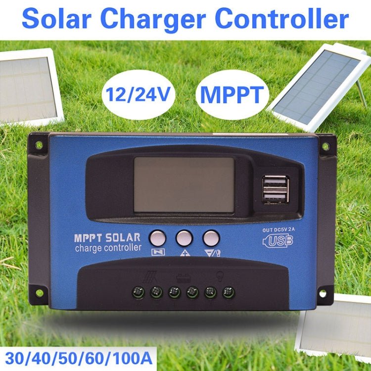 YCX-003 30-100A Solar Charging Controller with LED Screen & Dual USB Port Smart MPPT Charger, Model: 12/24/36/48/60V Wifi 100A - Eurekaonline