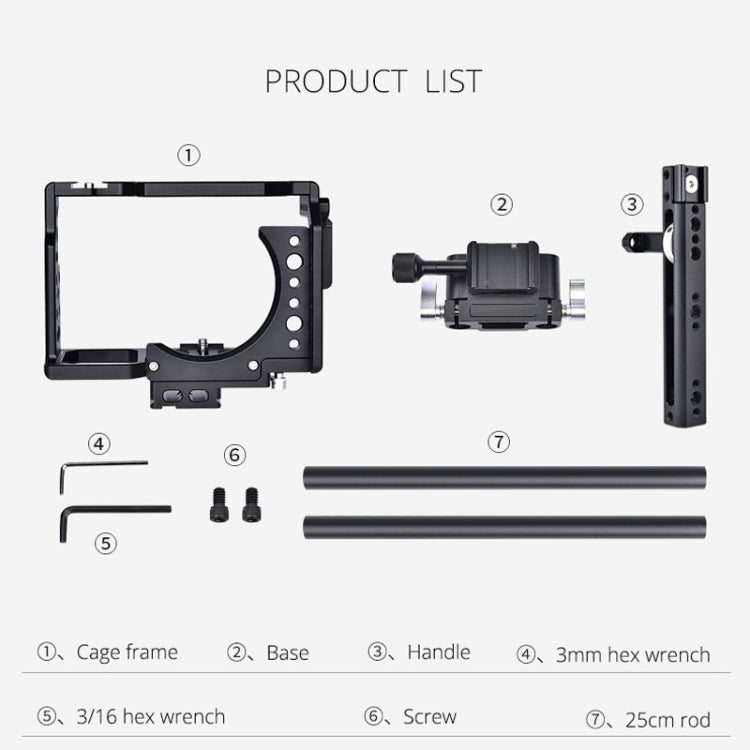 YELANGU CA7 YLG0908A-A Handle Video Camera Cage Stabilizer for Sony A7K & A7X & A73 & A7S & A7R & A7RII & A7SII(Black) - Eurekaonline