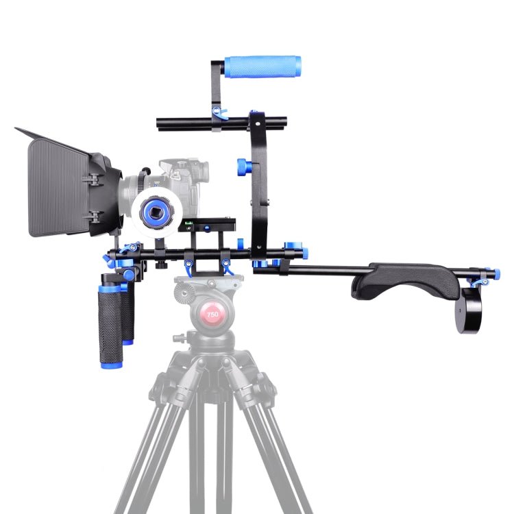 YELANGU D206 C-Type Handle Camera Shoulder Rigs Mount Kit with Matte Box & Follow Focus(Blue) - Eurekaonline