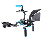 YELANGU D206 C-Type Handle Camera Shoulder Rigs Mount Kit with Matte Box & Follow Focus(Blue) - Eurekaonline