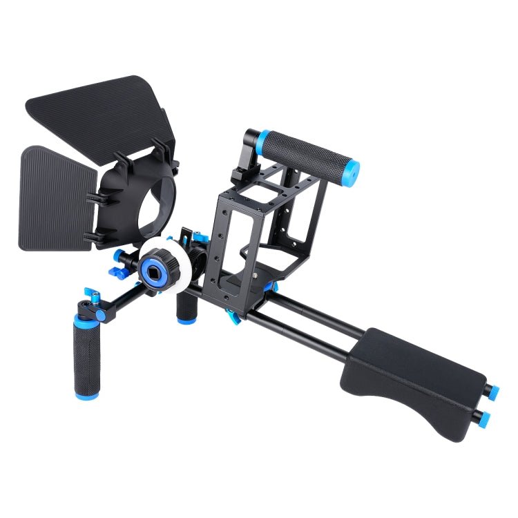 YELANGU D222 Dual Handles Camera Shoulder Mount + Camera Cage Stabilizer Kit with Matte Box + Follow Focus for DSLR Camera / Video Camera - Eurekaonline