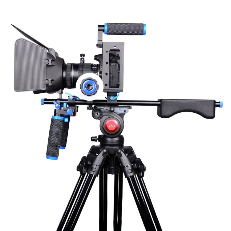 YELANGU D222 Dual Handles Camera Shoulder Mount + Camera Cage Stabilizer Kit with Matte Box + Follow Focus for DSLR Camera / Video Camera - Eurekaonline