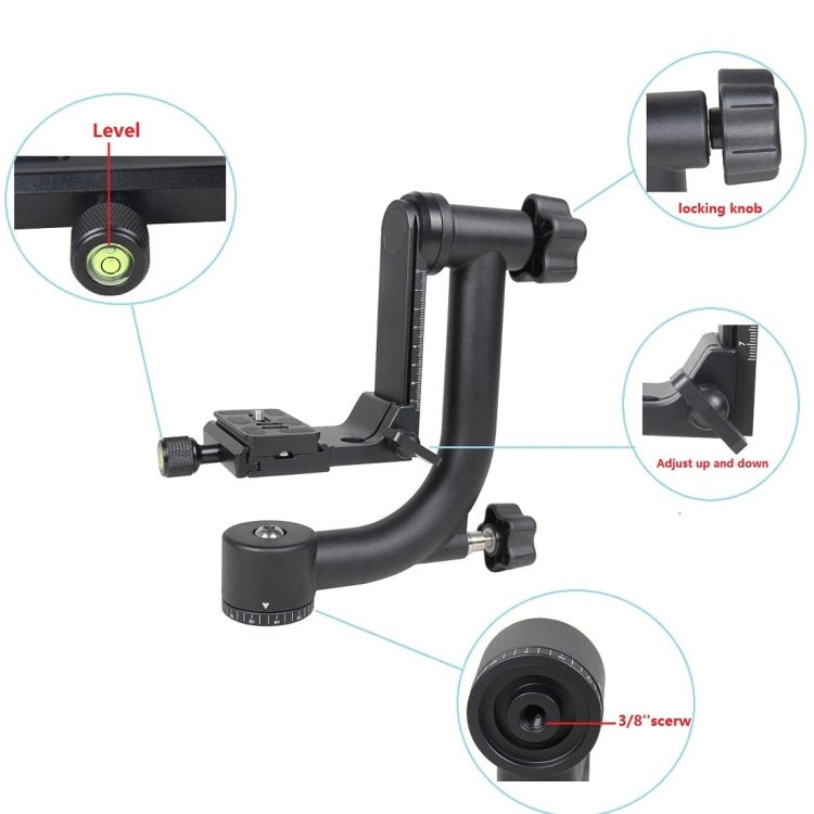 YELANGU Horizontal 360 Degree Gimbal Tripod Head for Home DV and SLR Cameras(Black) - Eurekaonline