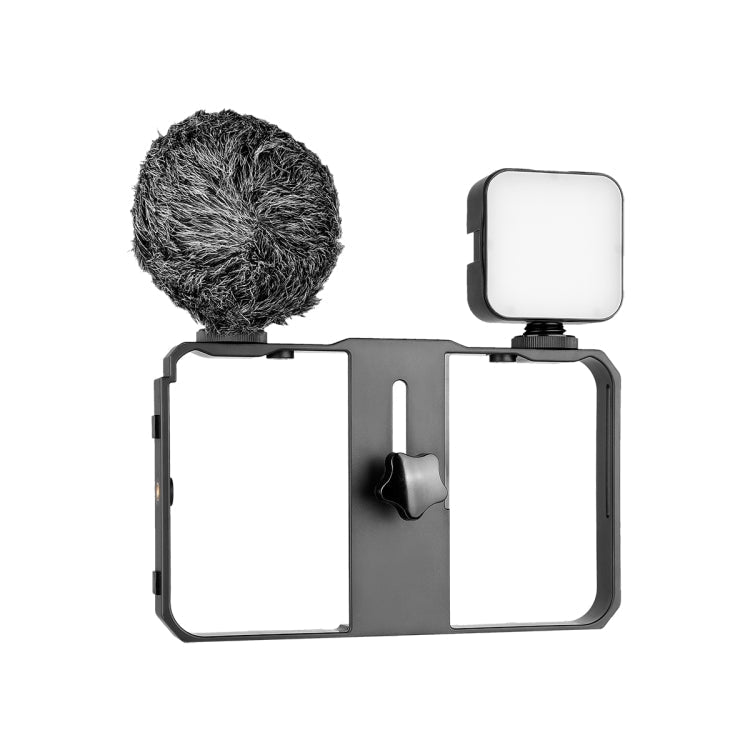 YELANGU PC202 YLG1801B Vlogging Live Broadcast LED Selfie Light Smartphone Video Rig Handle Stabilizer Bracket Kits with Microphone & Fill Light - Eurekaonline