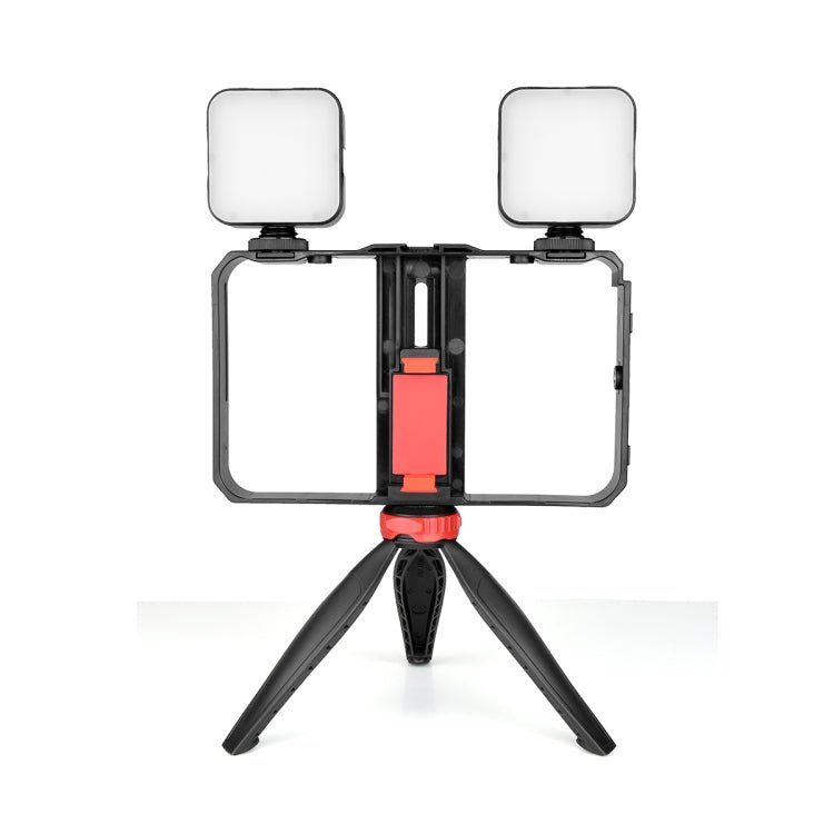 YELANGU PC203 YLG1801C Vlogging Live Broadcast LED Selfie Light Smartphone Video Rig Handle Stabilizer Plastic Bracket Tripod Kits - Eurekaonline