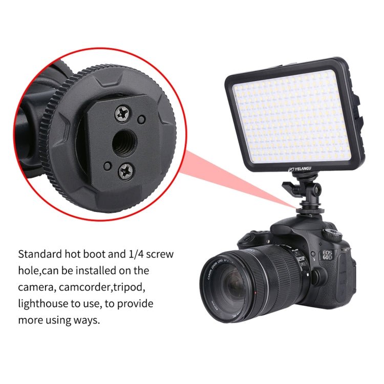 YELANGU YLG0504B 204 LEDs 1000LM 3300-5600K No Polar Dimmable Studio Light Video & Photo Light for Canon, Nikon, DSLR Cameras - Eurekaonline