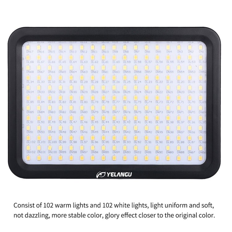 YELANGU YLG0504B 204 LEDs 1000LM 3300-5600K No Polar Dimmable Studio Light Video & Photo Light for Canon, Nikon, DSLR Cameras - Eurekaonline