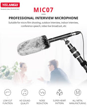 YELANGU YLG9933A MIC07 Professional Interview Condenser Video Shotgun Microphone with 6.5mm Audio Adapter & 3.5mm RXL Audio Cable(Black) - Eurekaonline