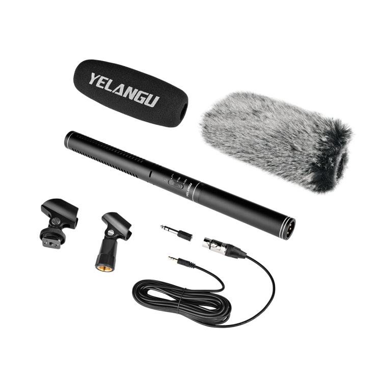 YELANGU YLG9933A MIC07 Professional Interview Condenser Video Shotgun Microphone with 6.5mm Audio Adapter & 3.5mm RXL Audio Cable(Black) - Eurekaonline