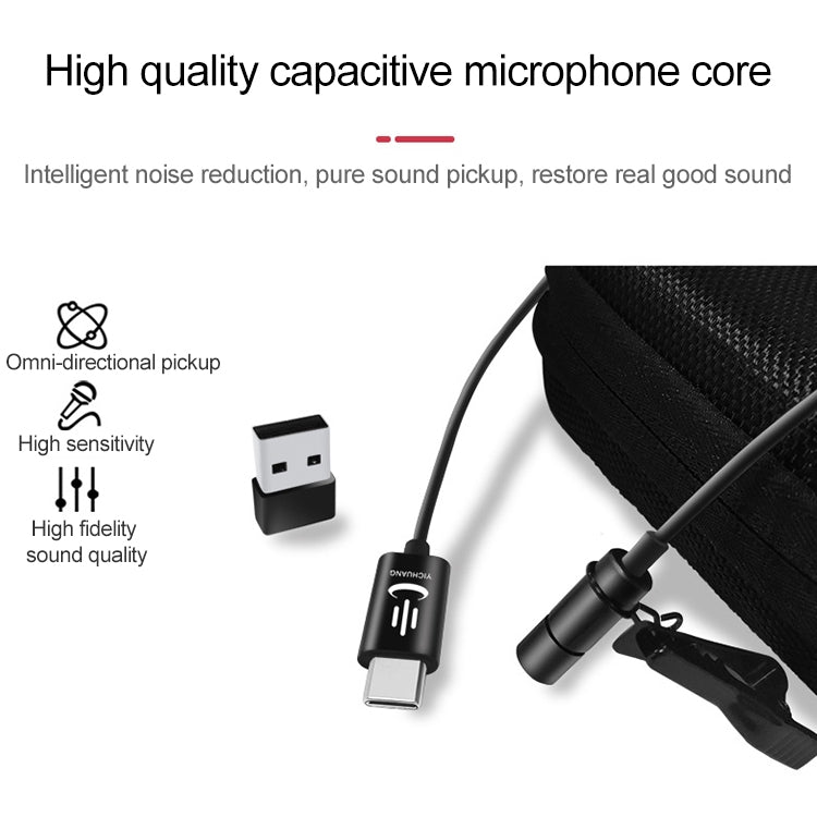 YICHUANG YC-VM30 USB-C / Type-C Dual Modes Lavalier Recording Microphone, Cable Length: 6m - Eurekaonline