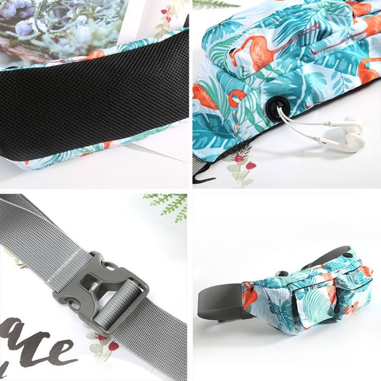 YIPINU YHB Sports Waist Bag Waterproof Outdoor Chest Bag Multi-Function Mobile Phone Bag(Tropical Plants) - Eurekaonline
