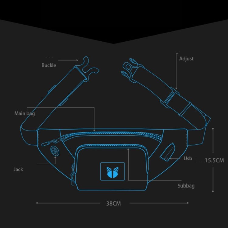YIPINU YPU-DS Fashion Chest Bag Messenger Bag Waist Bag Waterproof Sports Mobile Phone Bag with External USB Port(Black) - Eurekaonline