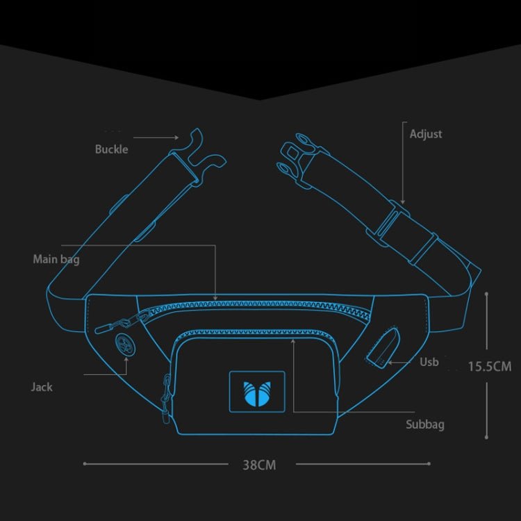 YIPINU YPU-DS Fashion Chest Bag Messenger Bag Waist Bag Waterproof Sports Mobile Phone Bag with External USB Port(Blue) - Eurekaonline