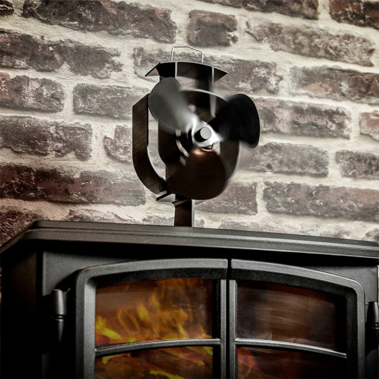 YL401 3-Blade High Temperature Metal Heat Powered Fireplace Stove Fan (Black) - Eurekaonline