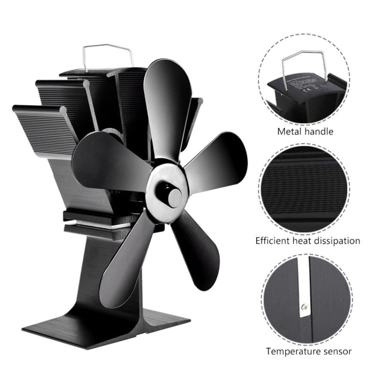 YL602 5-Blade High Temperature Metal Heat Powered Fireplace Stove Fan (Silver) - Eurekaonline