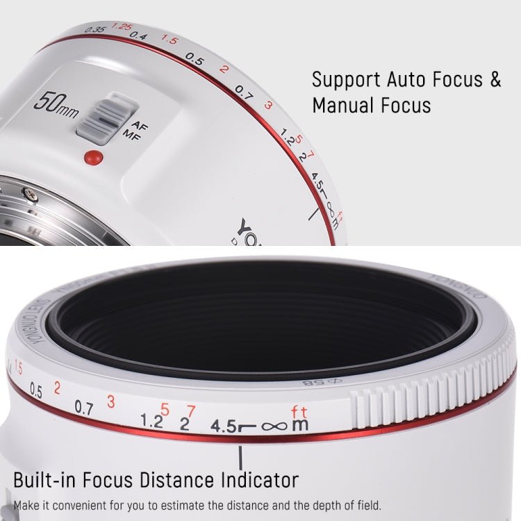 YONGNUO YN50mm F1.8 II Fixed Focus Lens Full Frame Automatic Focus For Canon SLR Camera - Eurekaonline