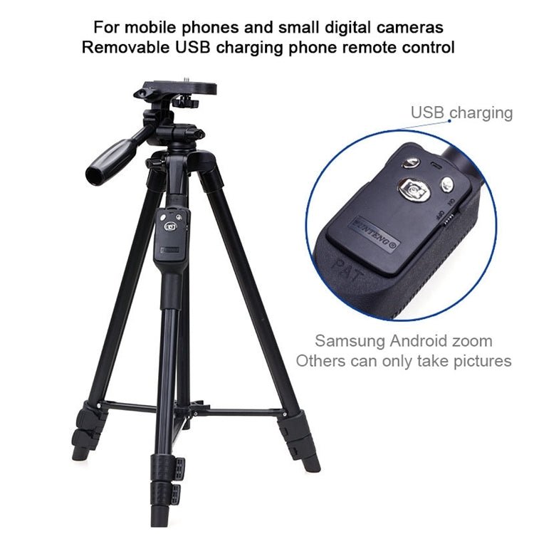 YUNTENG VCT-5208RM Aluminum Magnesium Alloy Leg Tripod Mount with Bluetooth Remote Control & Tripod Head & Phone Clamp for SLR Camera & Smartphones, Height: 125cm - Eurekaonline