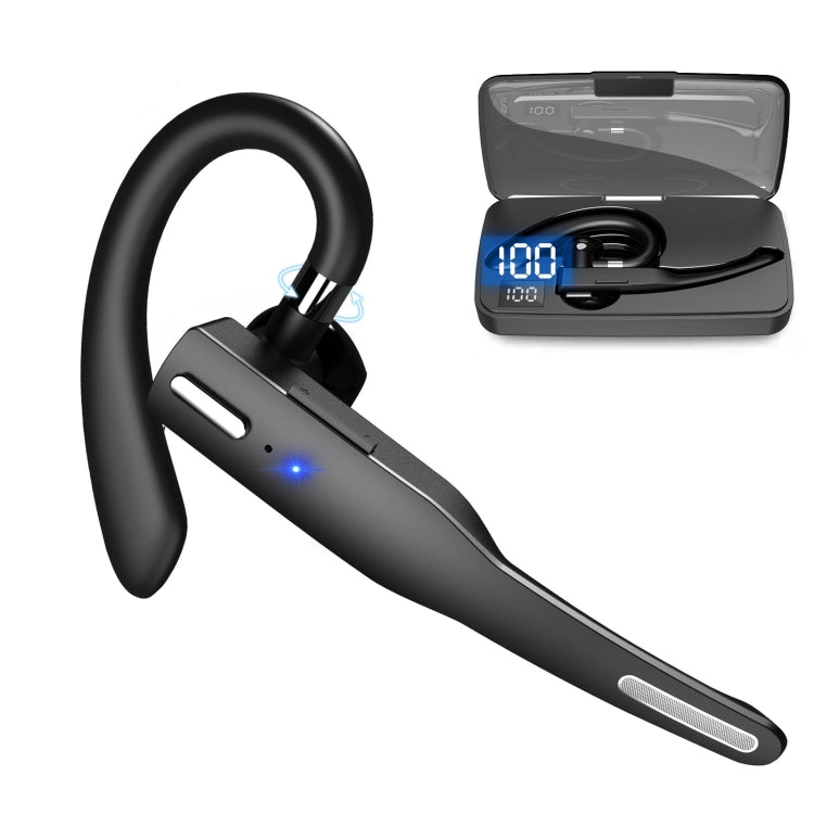 YYK-525 Single Rotatable Earhook Noise Cancelling Wireless Bluetooth Earphone with Charging Box & Digital Display - Eurekaonline