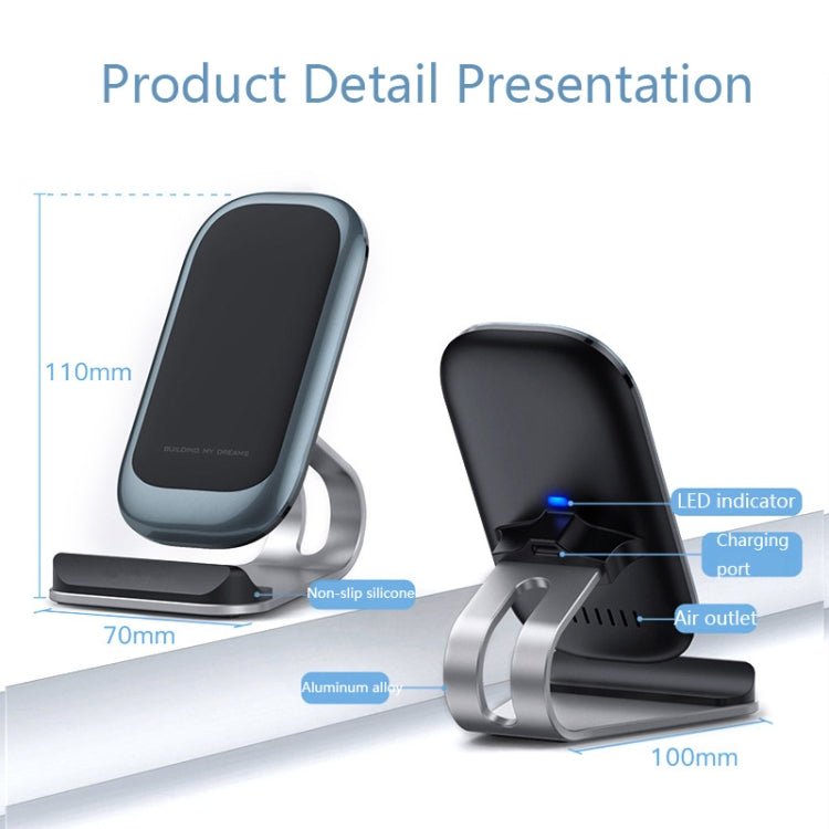 Z01 15W Multifunctional Desktop Wireless Charger with Stand Function, Spec: MCU (Silver) - Eurekaonline