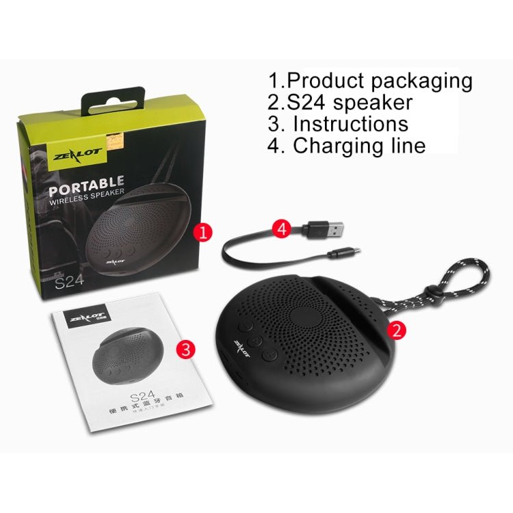 ZEALOT S24 Portable Stereo Bluetooth Speaker with Lanyard & Mobile Card Slot Holder, Supports Hands-free Call & TF Card (Dark Blue) - Eurekaonline