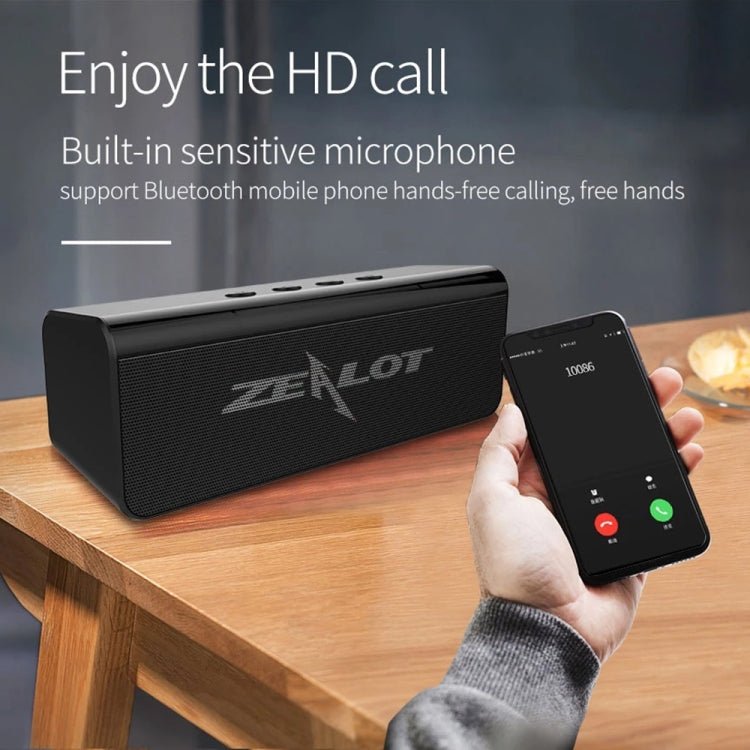 ZEALOT S31 10W 3D HiFi Stereo Wireless Bluetooth Speaker, Support Hands-free / USB / AUX / TF Card(Black) - Eurekaonline