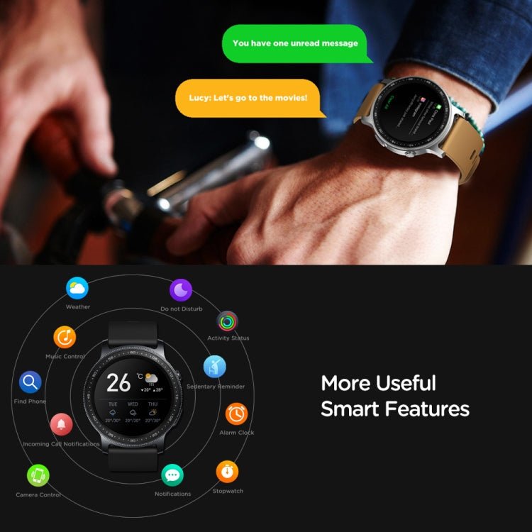 Zeblaze GTR2 1.28 inch Color Touch Screen Bluetooth 5.0 IP68 Waterproof Smart Watch, Support Sleep Monitor / Heart Rate Monitor / Blood Pressure Monitoring (Black) - Eurekaonline