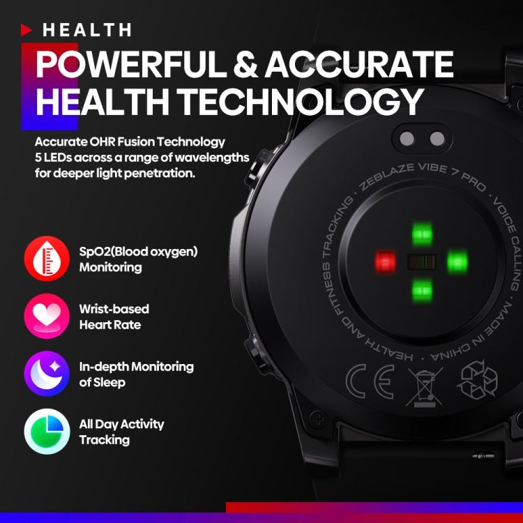 Zeblaze Vibe 7 Pro 1.43 inch Round Screen HD Smart Watch Support Voice Call / Health Monitoring(Black Silver) - Eurekaonline