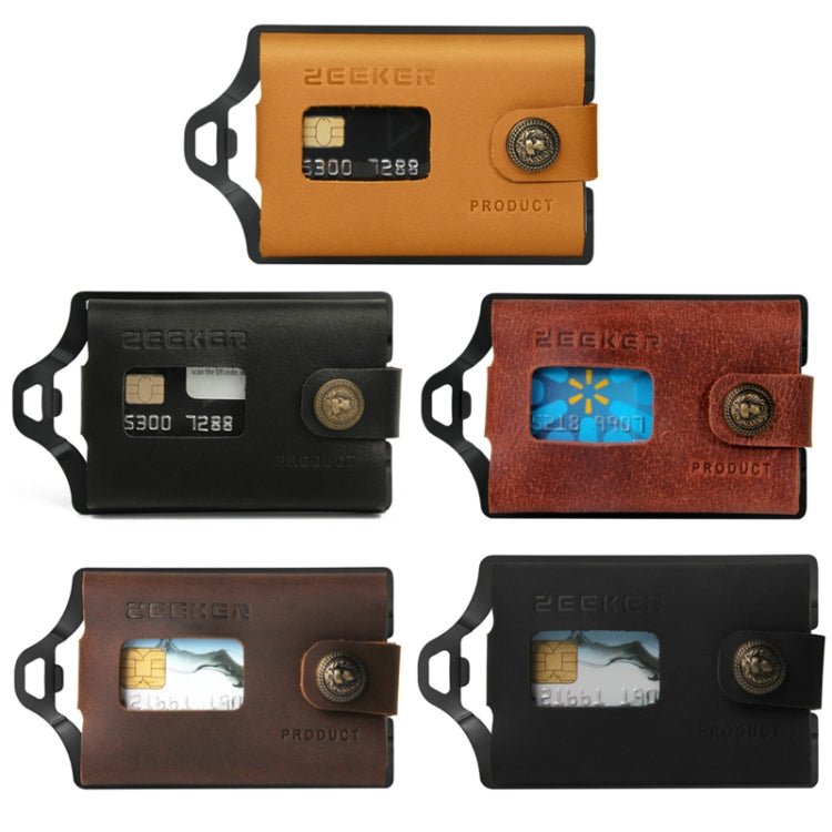 ZEEKER JK04 Metal Card Holder Leather EDC Wallet Stainless Steel Multifunction Card Holder, Colour: Black - Eurekaonline