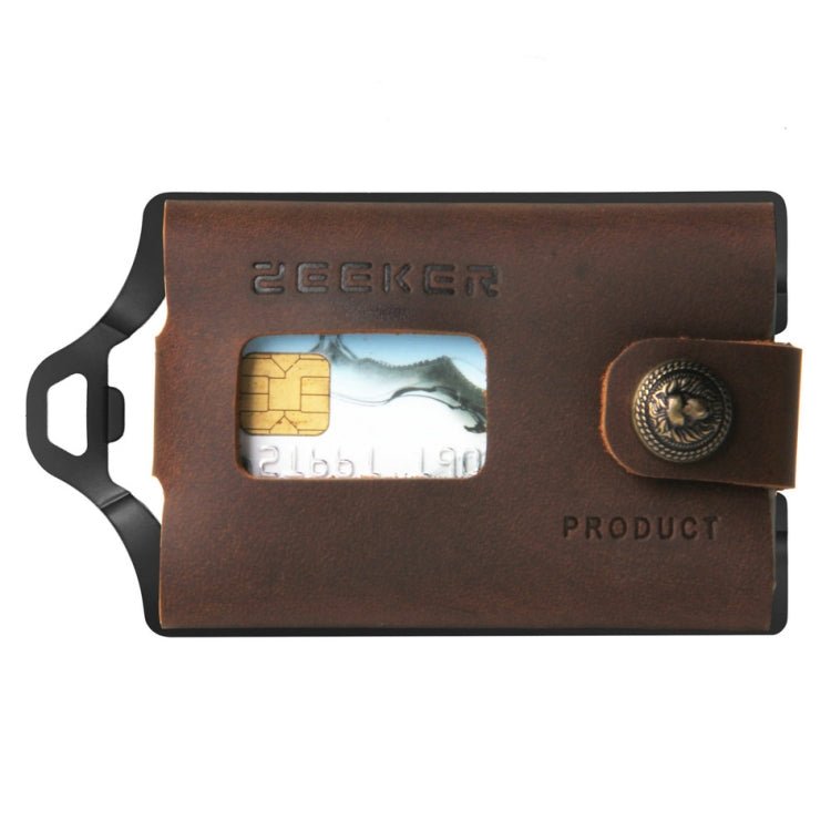 ZEEKER JK04 Metal Card Holder Leather EDC Wallet Stainless Steel Multifunction Card Holder, Colour: Coffee - Eurekaonline