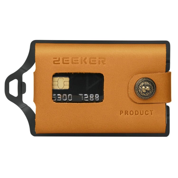 ZEEKER JK04 Metal Card Holder Leather EDC Wallet Stainless Steel Multifunction Card Holder, Colour: Yellow - Eurekaonline