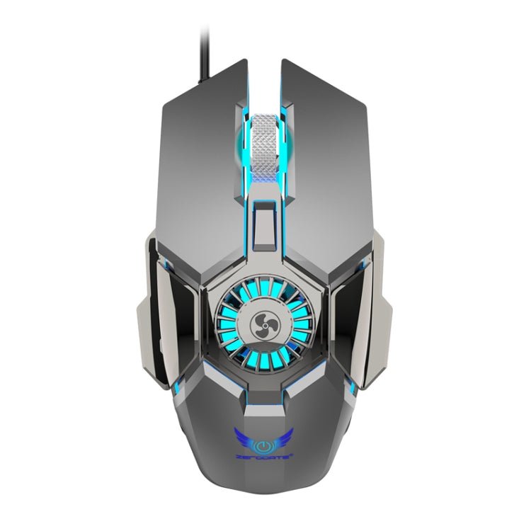 Zerodate G22 6 Keys Fan Cooled RGB Lighted Gaming Mice, Cable Length: 1.5m(Gray) - Eurekaonline