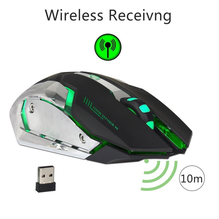 ZERODATE X70 2.4GHz Wireless 6-Keys 2400 DPI Adjustable Ergonomics Optical Gaming Mouse with Breathing Light(Black) - Eurekaonline